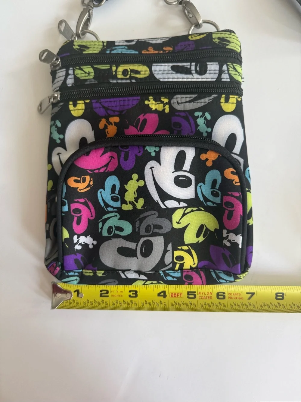 Disney Parks Mickey Mouse Pop Art Crossbody Bag Black Colorful Print